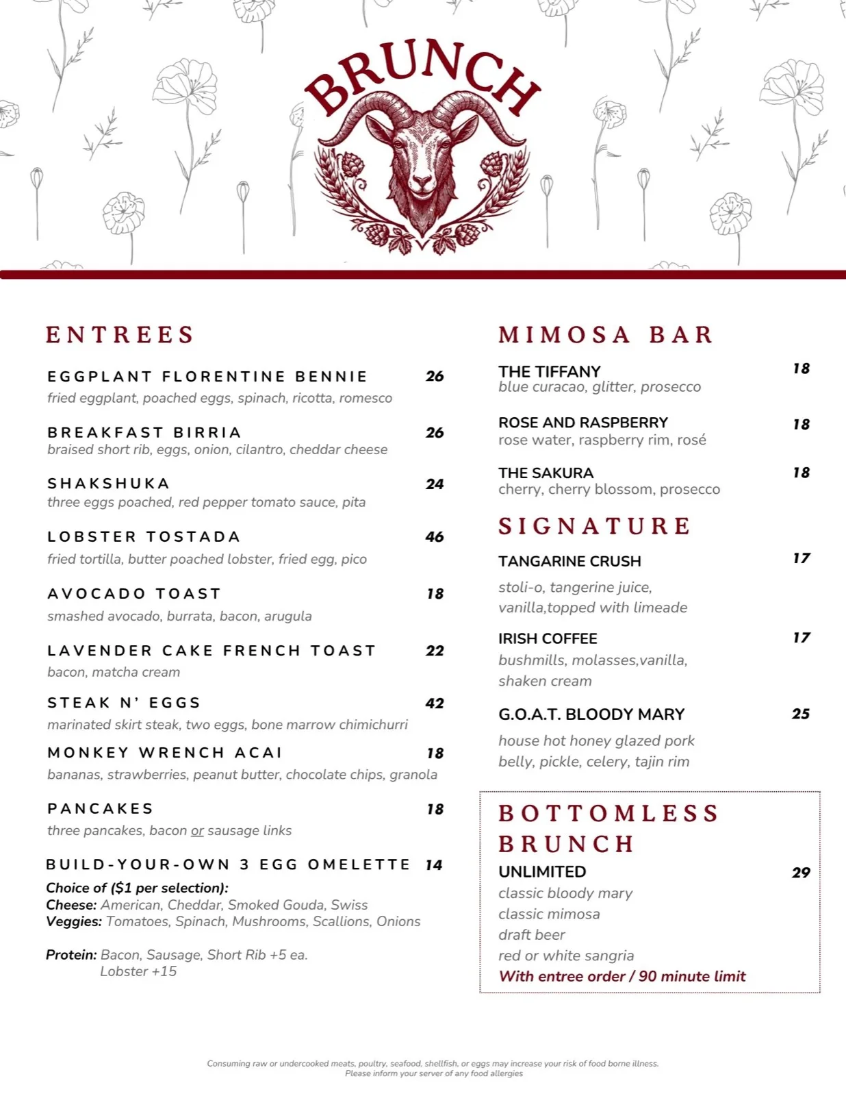 Menu page 4: Brunch